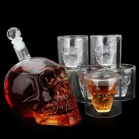 骷髏造型玻璃酒瓶創意工藝酒瓶頭骨形狀醒酒器xo威士忌瓶子
