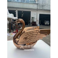 鏡面不銹鋼天鵝雕塑  入口水景抽象天鵝不銹鋼噴泉雕塑