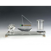 商務(wù)紀(jì)念饋贈水晶辦公文具臺座K9工藝精品深圳水晶辦公名片臺